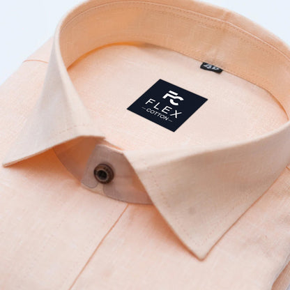 Light Cream Color Linen Fill Formal Cotton Shirt For Men's