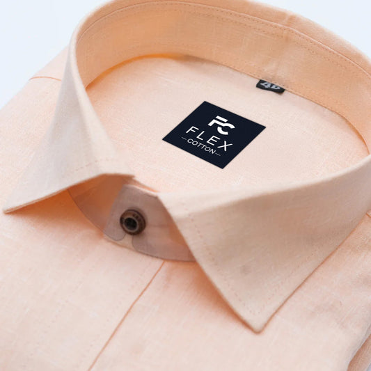 Light Cream Color Linen Fill Formal Cotton Shirt For Men's