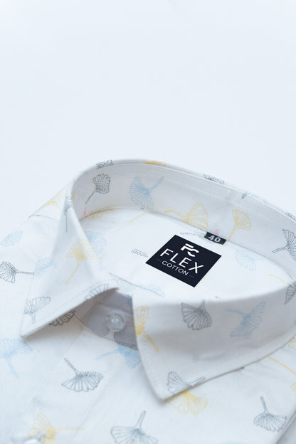 White Color Printed Shirt For Men's