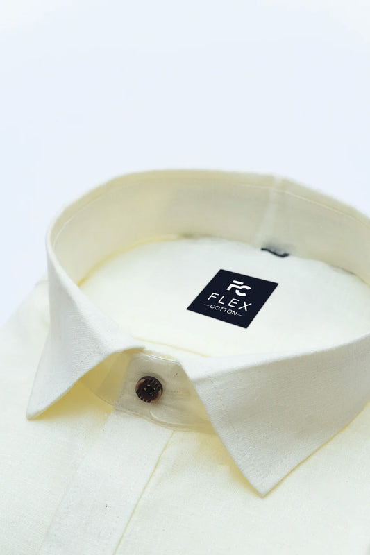 Lemon Color Linen Fill Formal Cotton Shirt For Men's
