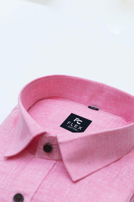 Light Pink Color Linen Fill Formal Cotton Shirt For Men's