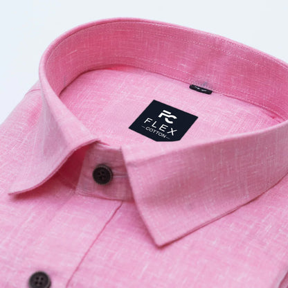 Light Pink Color Linen Fill Formal Cotton Shirt For Men's