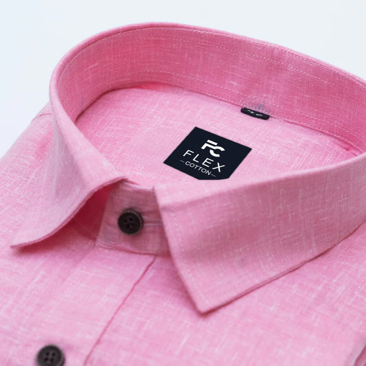 Light Pink Color Linen Fill Formal Cotton Shirt For Men's