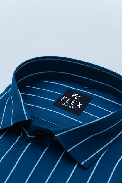 Blue Color 100% Lining Cotton Shirt For Men's