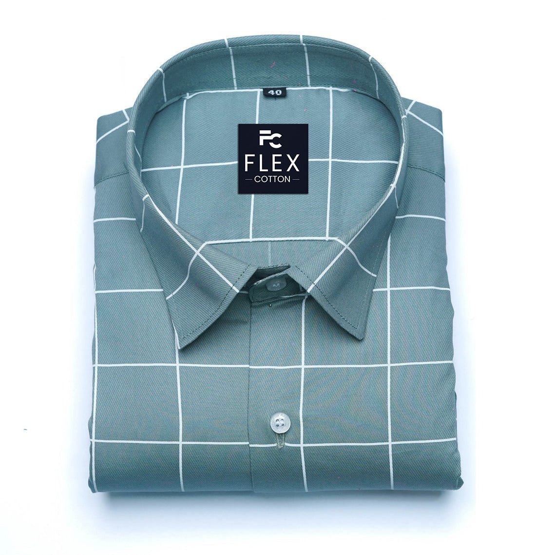 Mint Color Big Checks Cotton Shirts For Men
