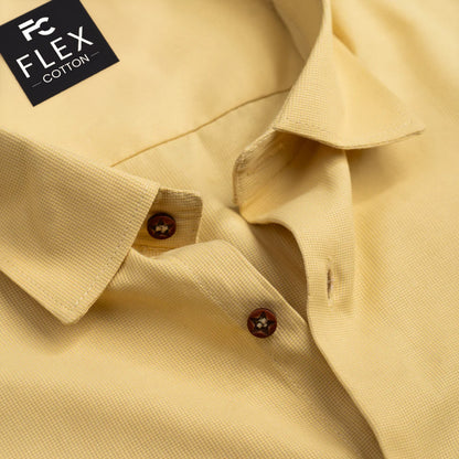 Light Yellow Color Mercerised Cotton Shirt For Men