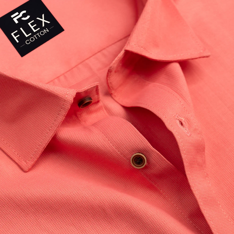 Strawberry Pink Color Mercerised Cotton Shirt For Men