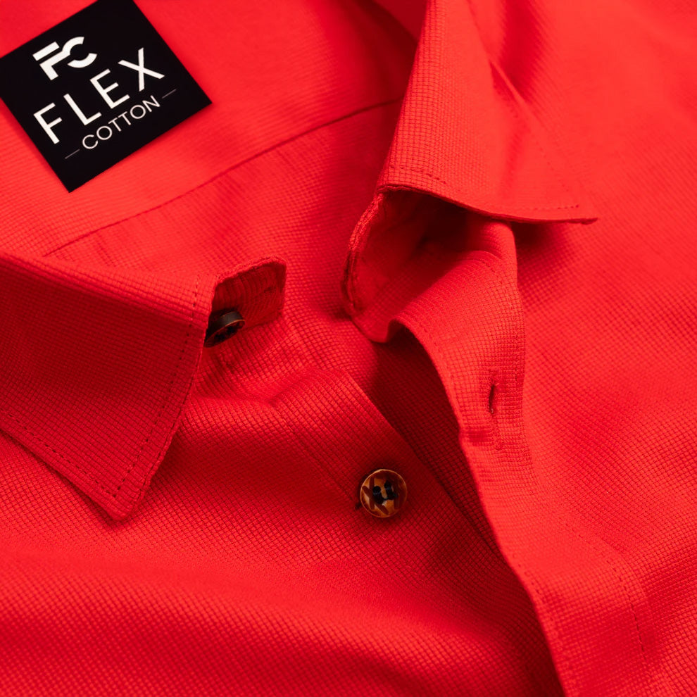 Red Color Mercerised Cotton Shirt For Men