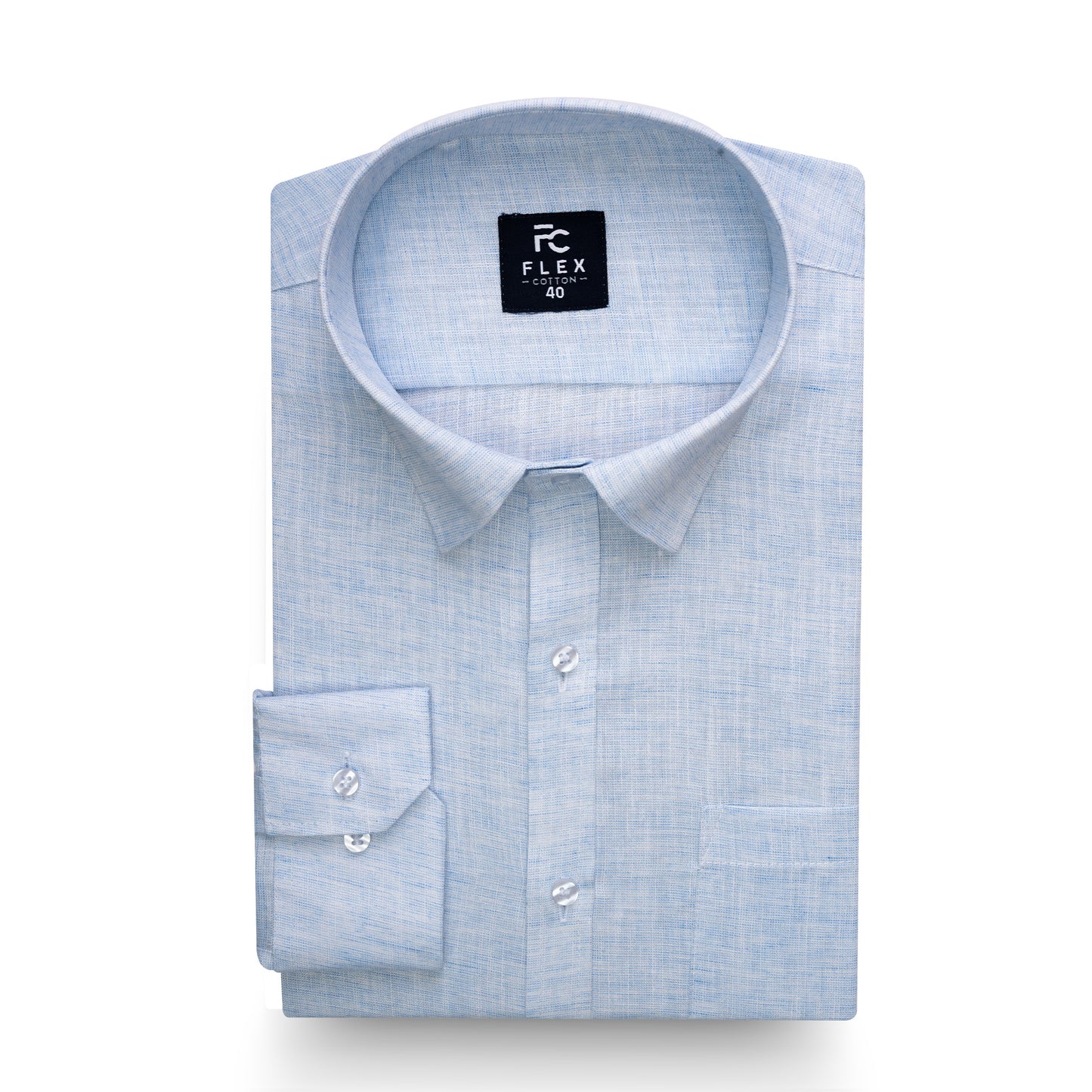 Light Blue Linen Blend Texture Shirt For Men