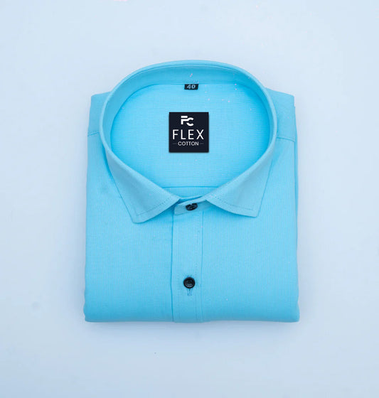 Blue Color Mercerised Cotton Shirt For Men