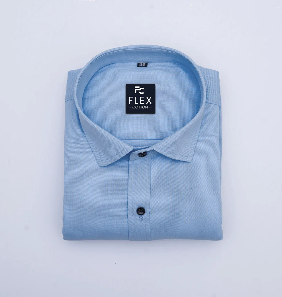 Sky Blue Color Mercerised Cotton Shirt For Men