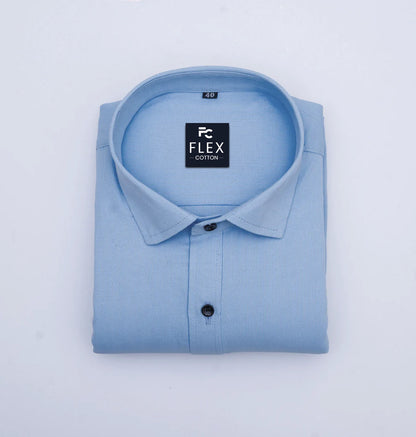 Sky Blue Color Mercerised Cotton Shirt For Men