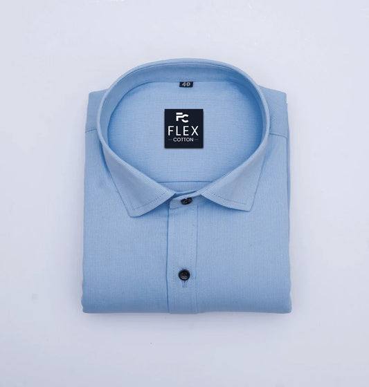 Sky Blue Color Mercerised Cotton Shirt For Men
