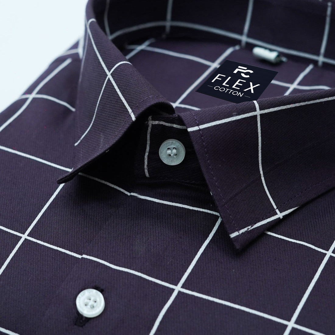 Dark Purple Color Big Checks Cotton Shirts For Men