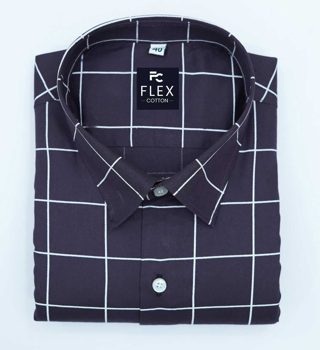 Dark Purple Color Big Checks Cotton Shirts For Men