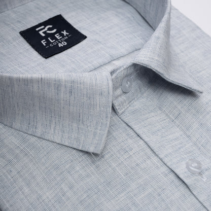 Light Grey Linen Blend Texture Shirt For Men