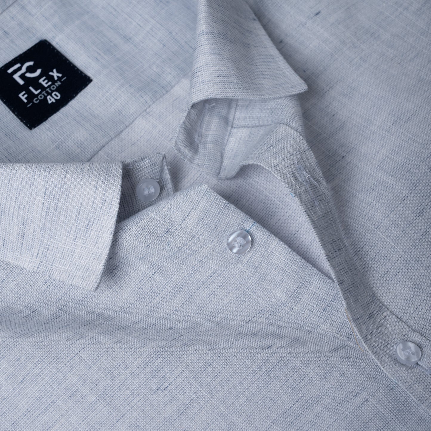 Light Grey Linen Blend Texture Shirt For Men