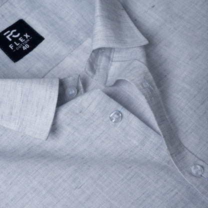 Light Grey Linen Blend Texture Shirt For Men