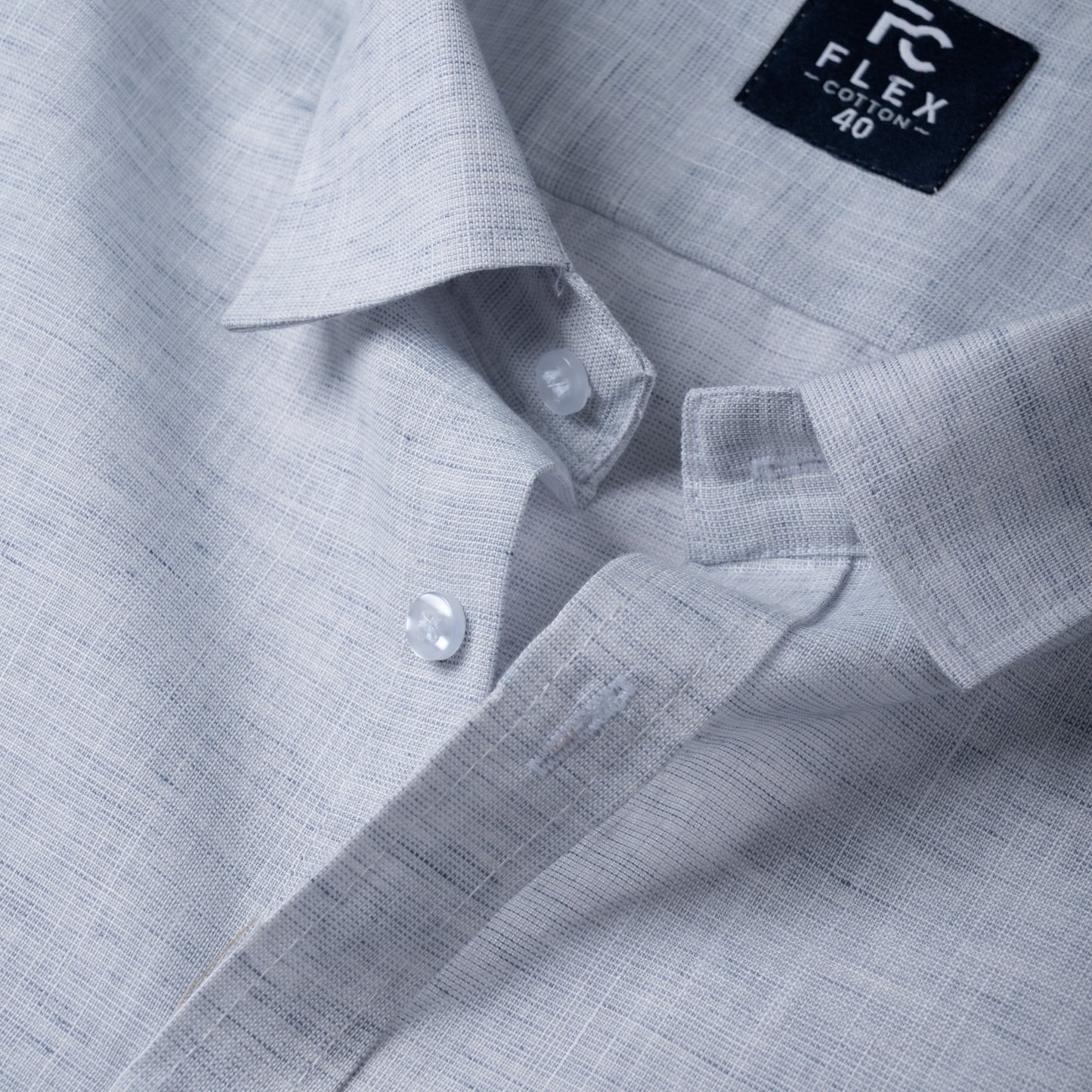 Light Grey Linen Blend Texture Shirt For Men