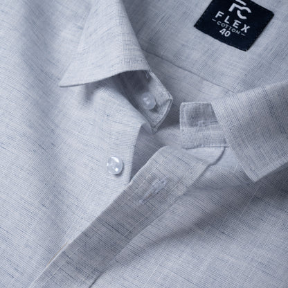 Light Grey Linen Blend Texture Shirt For Men