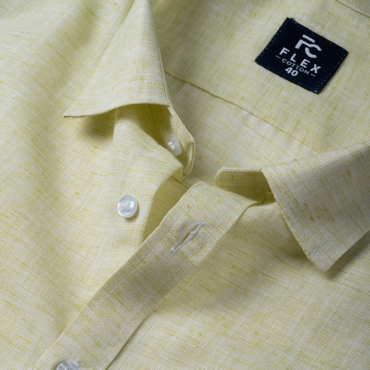 Light Lime Linen Blend Texture Shirt For Men