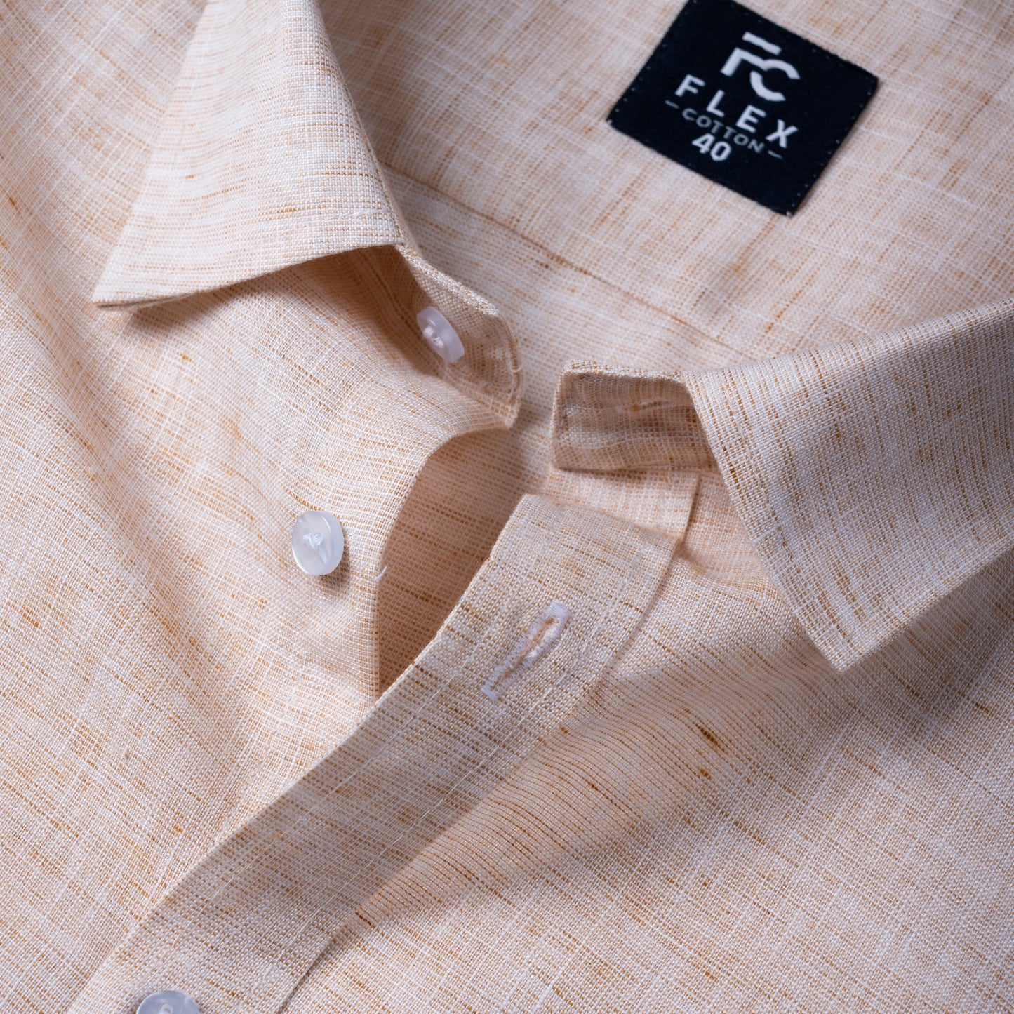 Beige Linen Blend Texture Shirt For Men