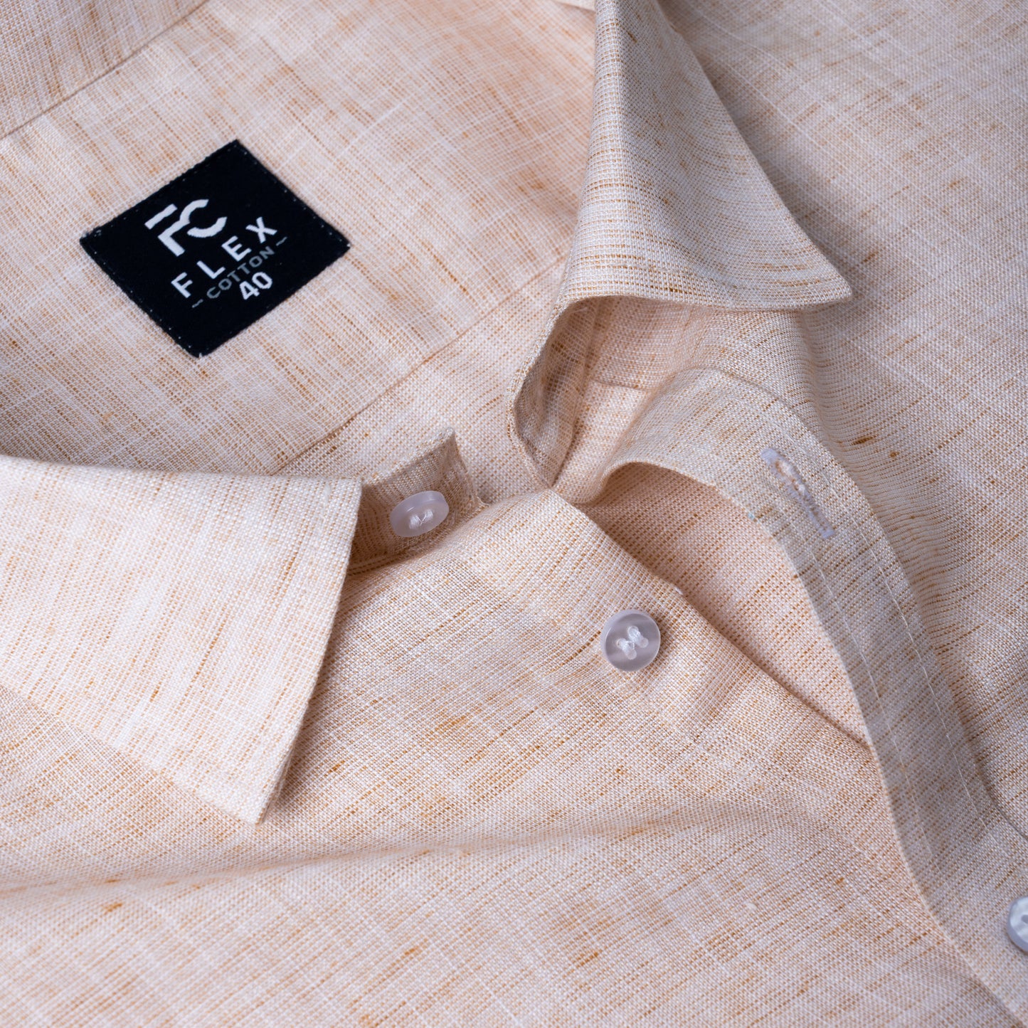 Beige Linen Blend Texture Shirt For Men
