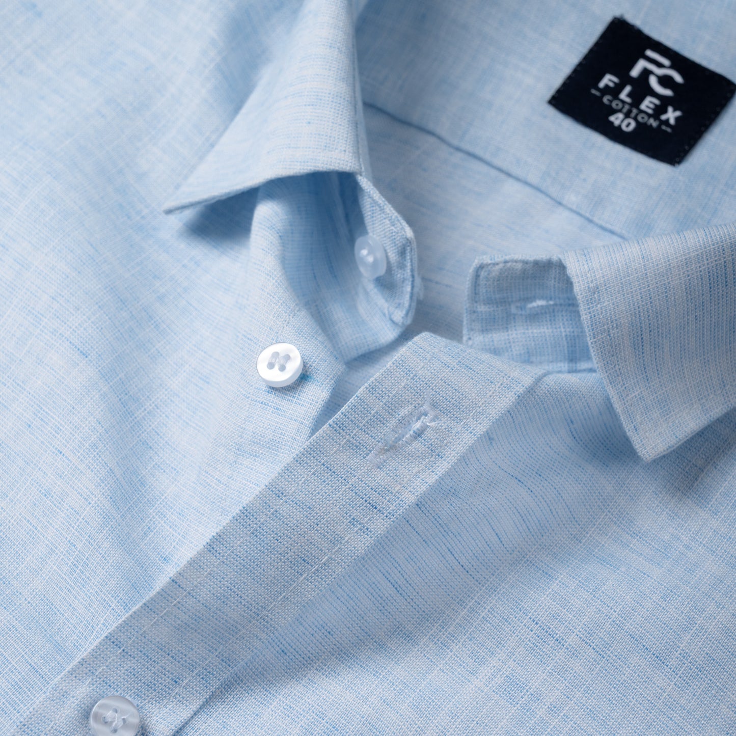 Light Blue Linen Blend Texture Shirt For Men