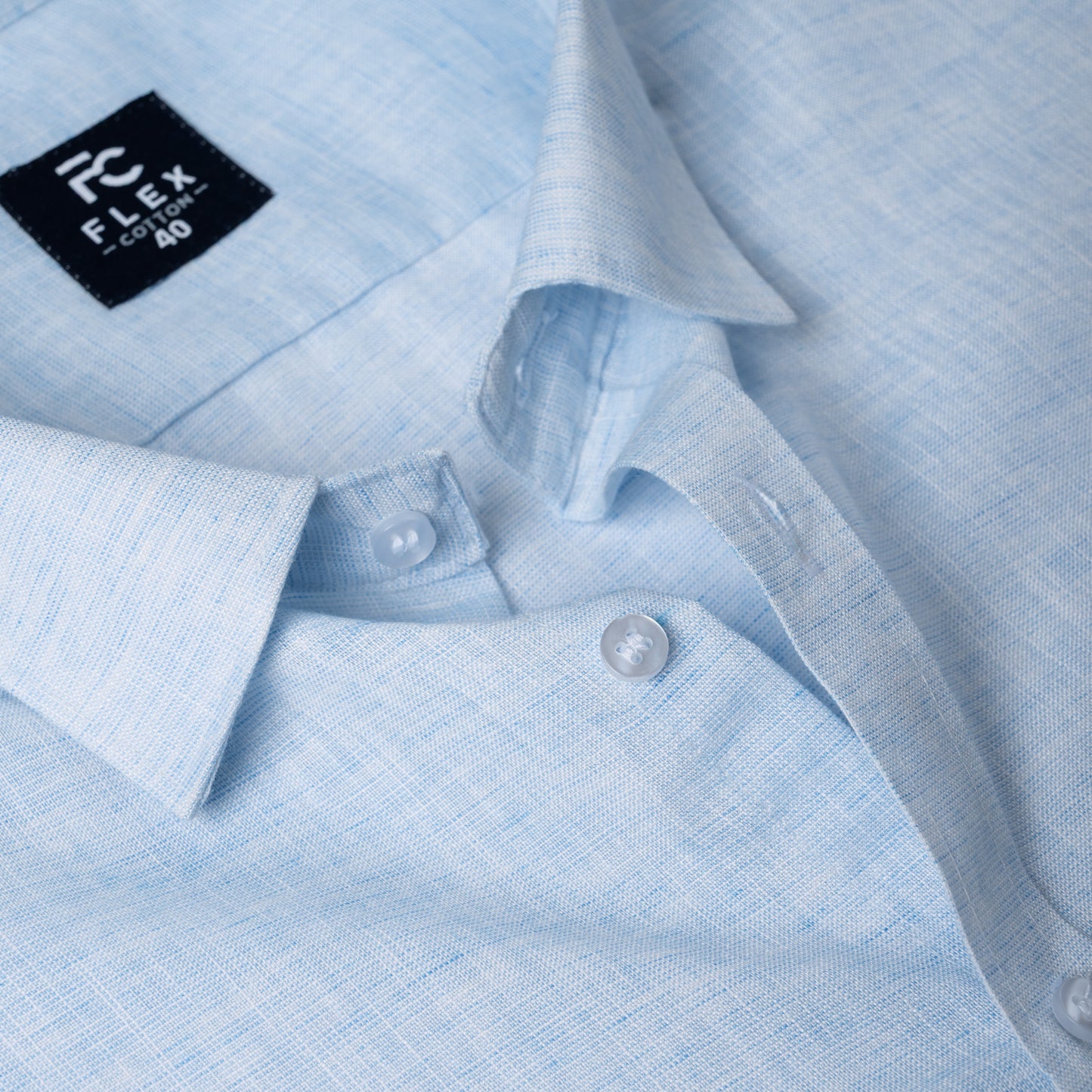 Light Blue Linen Blend Texture Shirt For Men