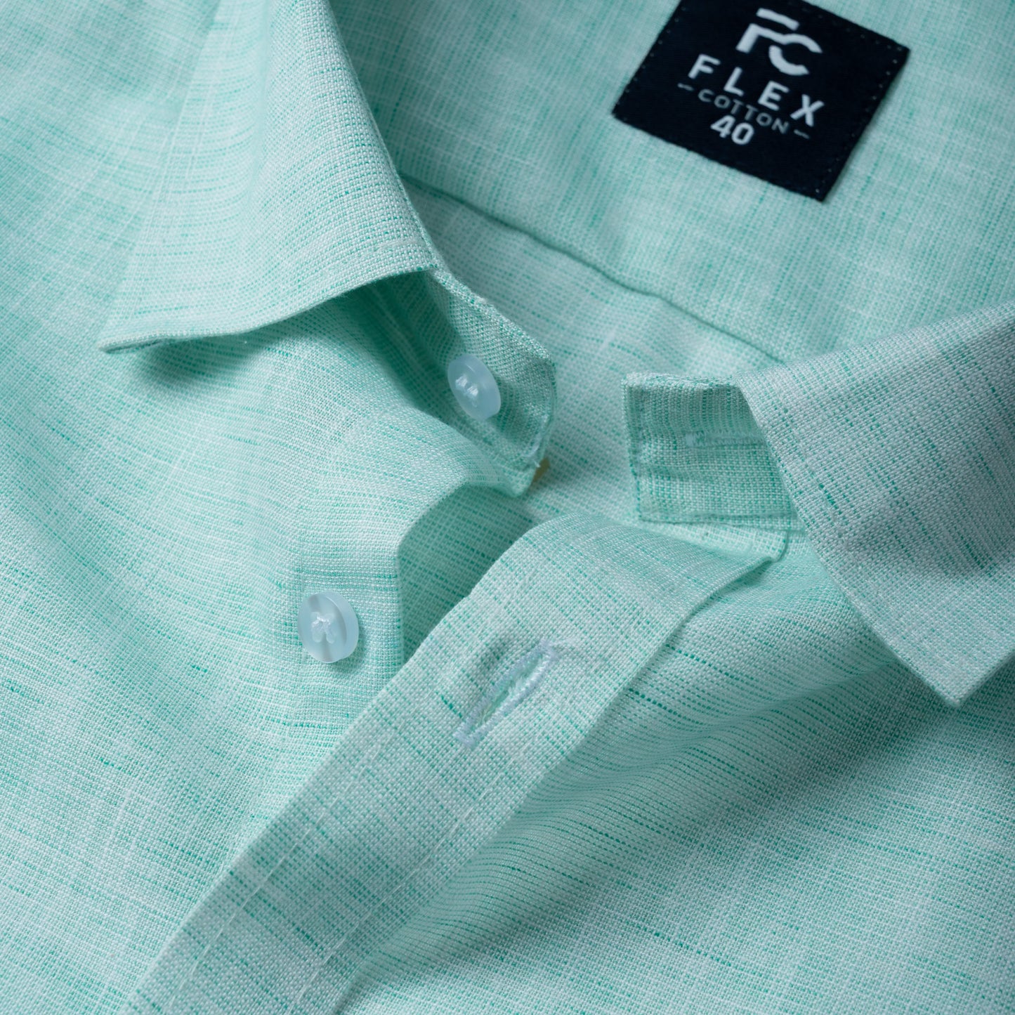 Mint Linen Blend Texture Shirt For Men