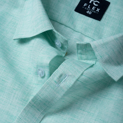 Mint Linen Blend Texture Shirt For Men