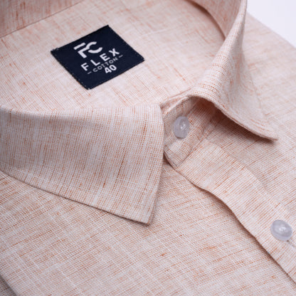 Beige Linen Blend Texture Shirt For Men