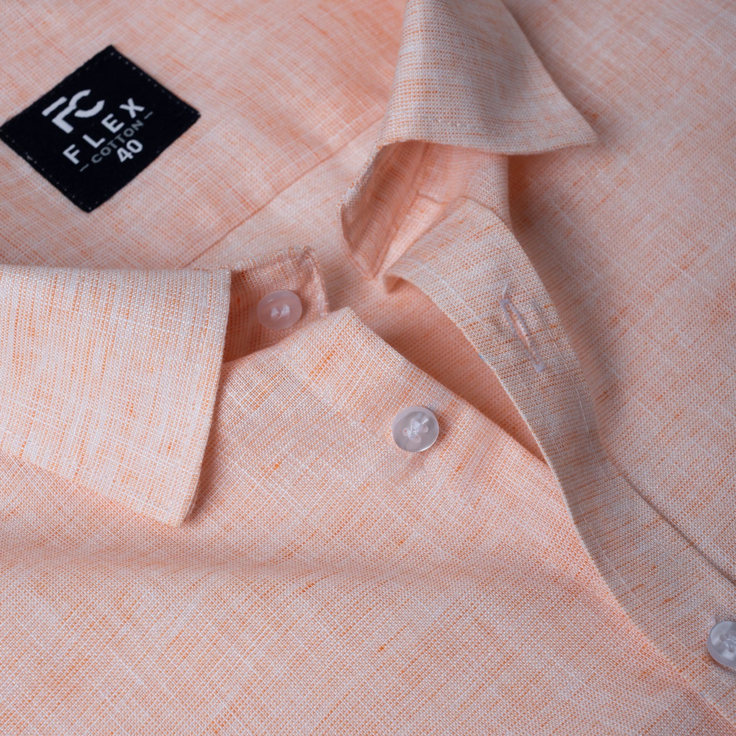 Light Orange Linen Blend Texture Shirt For Men
