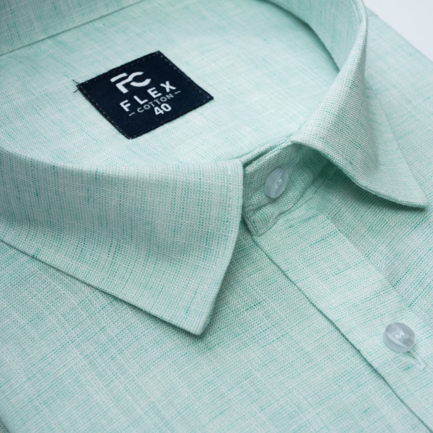 Mint Linen Blend Texture Shirt For Men