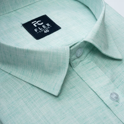Mint Linen Blend Texture Shirt For Men