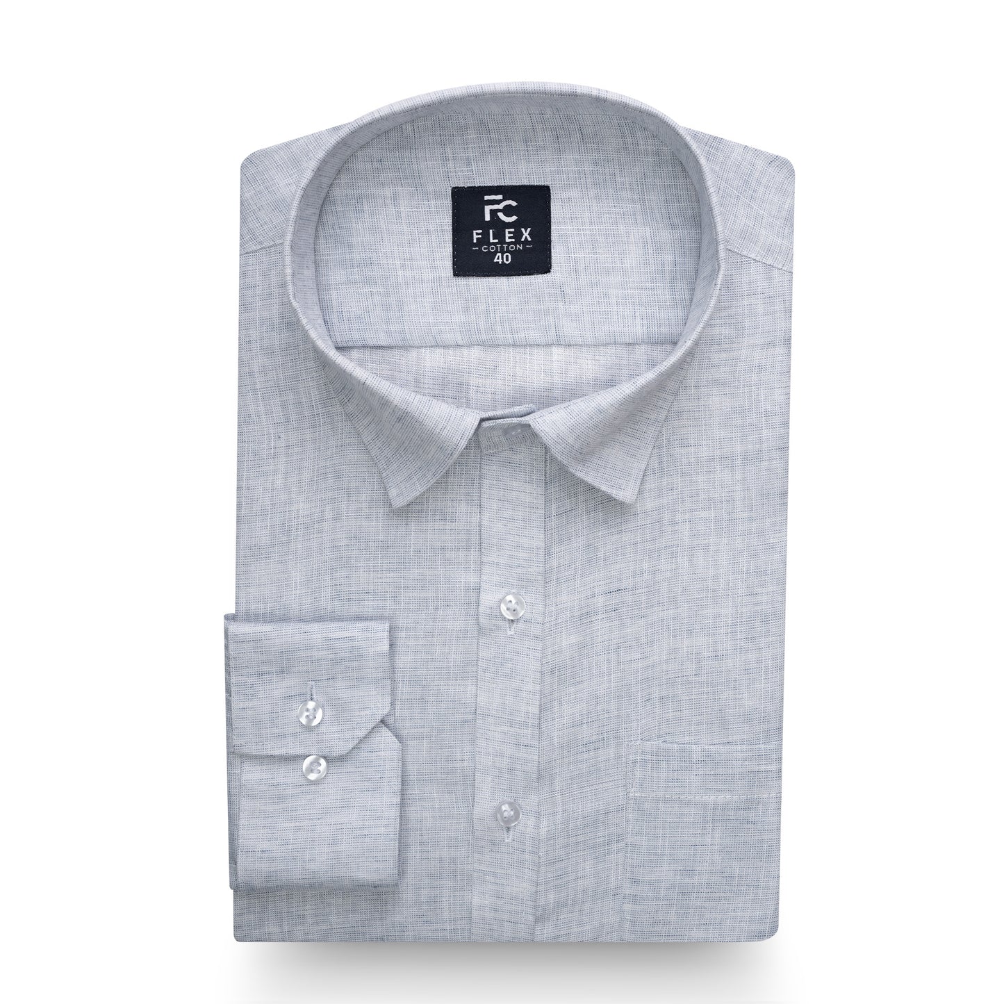 Light Grey Linen Blend Texture Shirt For Men