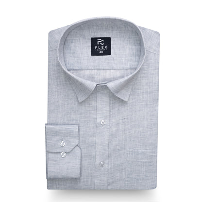 Light Grey Linen Blend Texture Shirt For Men