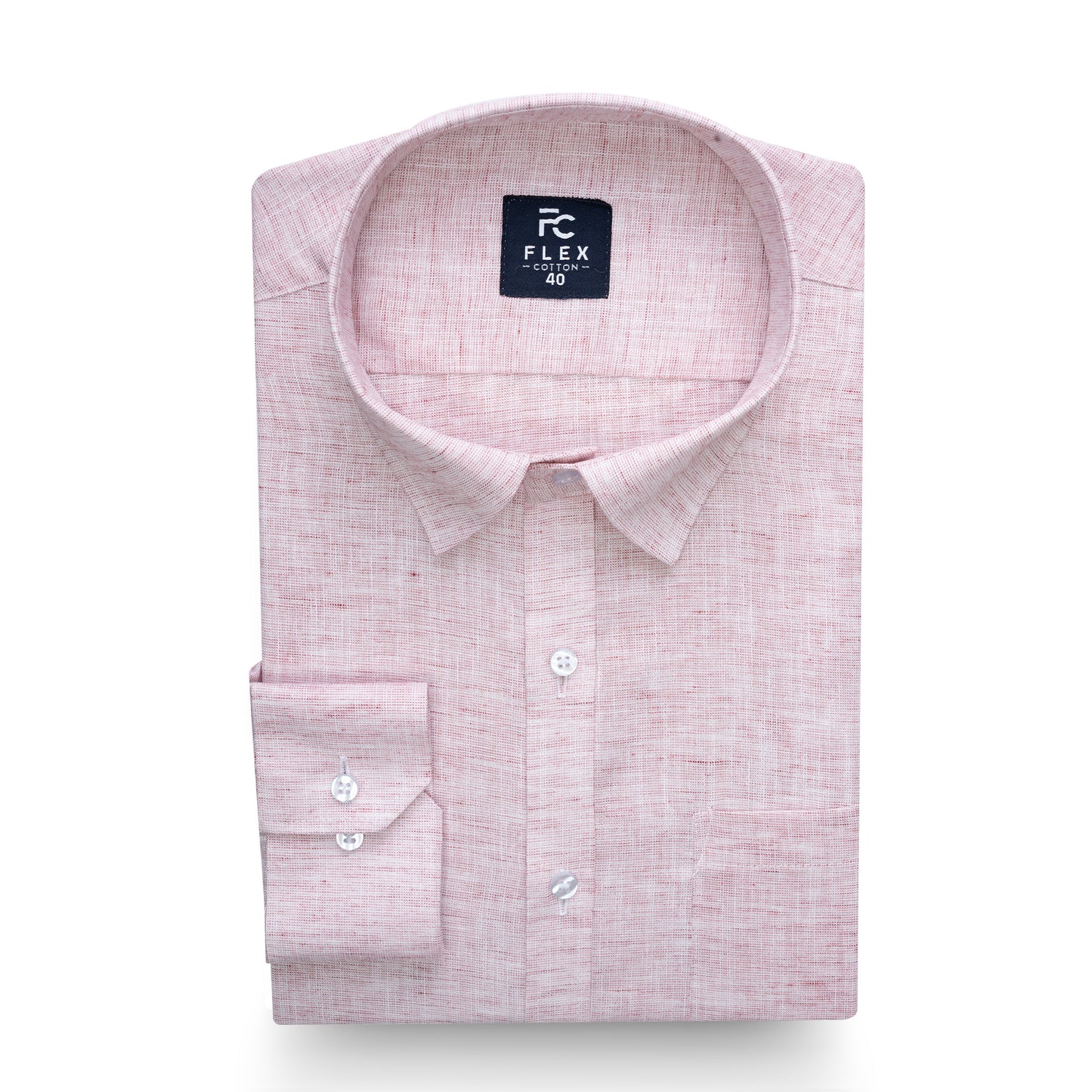 Dark Pink Linen Blend Texture Shirt For Men