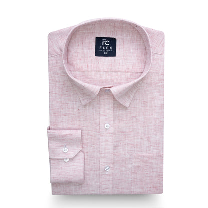 Dark Pink Linen Blend Texture Shirt For Men