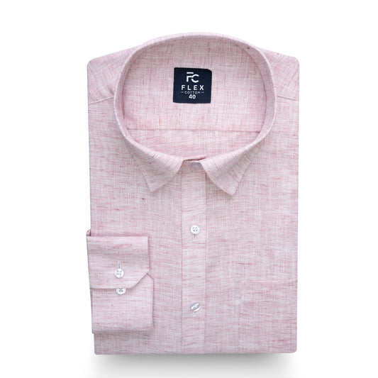 Dark Pink Linen Blend Texture Shirt For Men