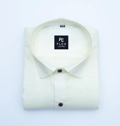 Lemon Color Linen Fill Formal Cotton Shirt For Men's