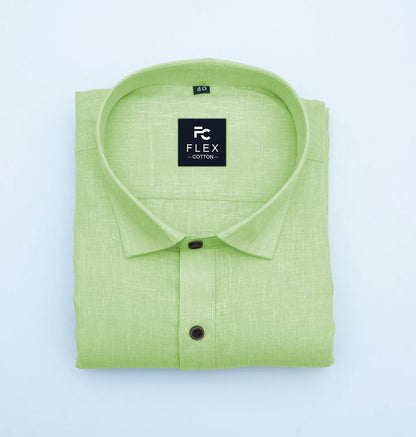 Lemon Color Linen Fill Formal Cotton Shirt For Men's