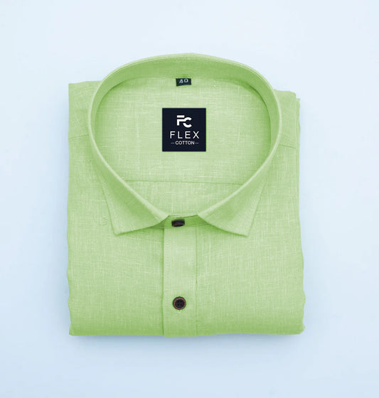 Lemon Color Linen Fill Formal Cotton Shirt For Men's