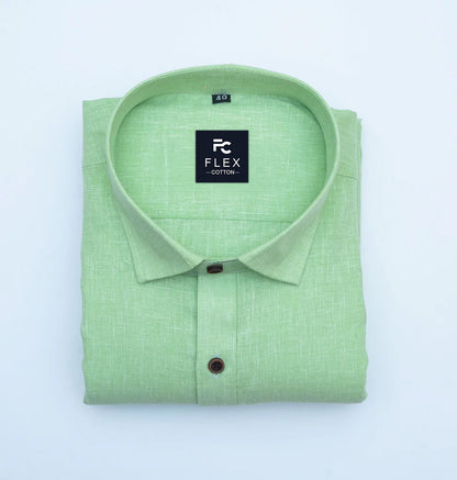 Light Green Color Linen Fill Formal Cotton Shirt For Men's