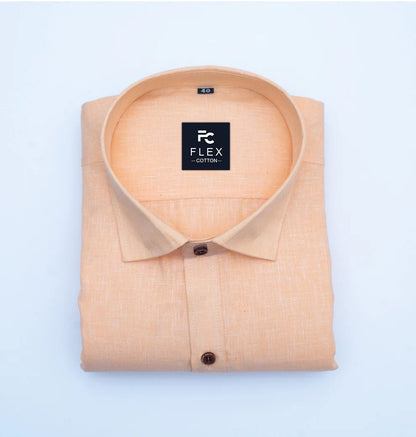 Light Orange Color Linen Fill Formal Cotton Shirt For Men's