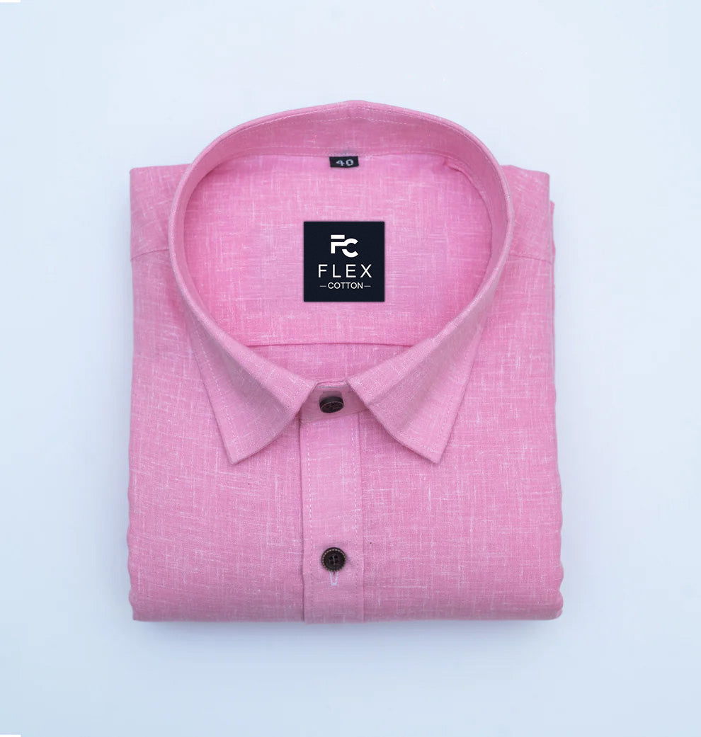 Light Pink Color Linen Fill Formal Cotton Shirt For Men's
