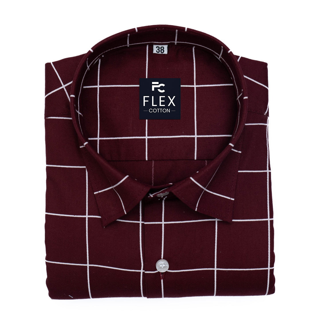 Maroon Color Big Checks Cotton Shirts For Men