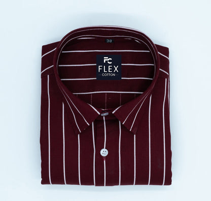 Maroon Color Pure Cotton Lining Shirt For Men