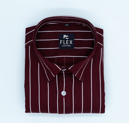 Maroon Color Pure Cotton Lining Shirt For Men