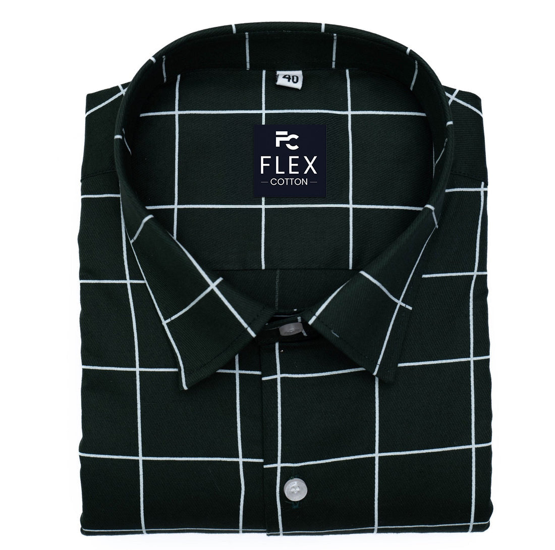 Mehndi Color Big Checks Cotton Shirts For Men